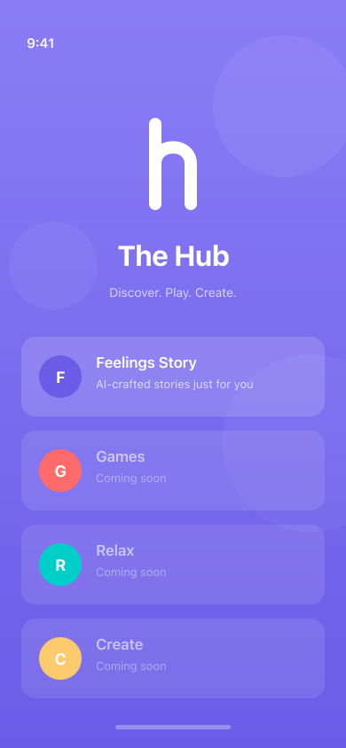 The Hub home screen